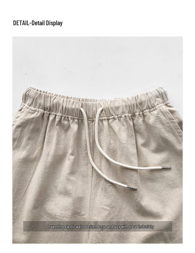 Women's High Waist Cotton Linen Drawstring Pants - Floor-Length, Breathable, Casual, Slimming Straight Leg Trousers for Summer.