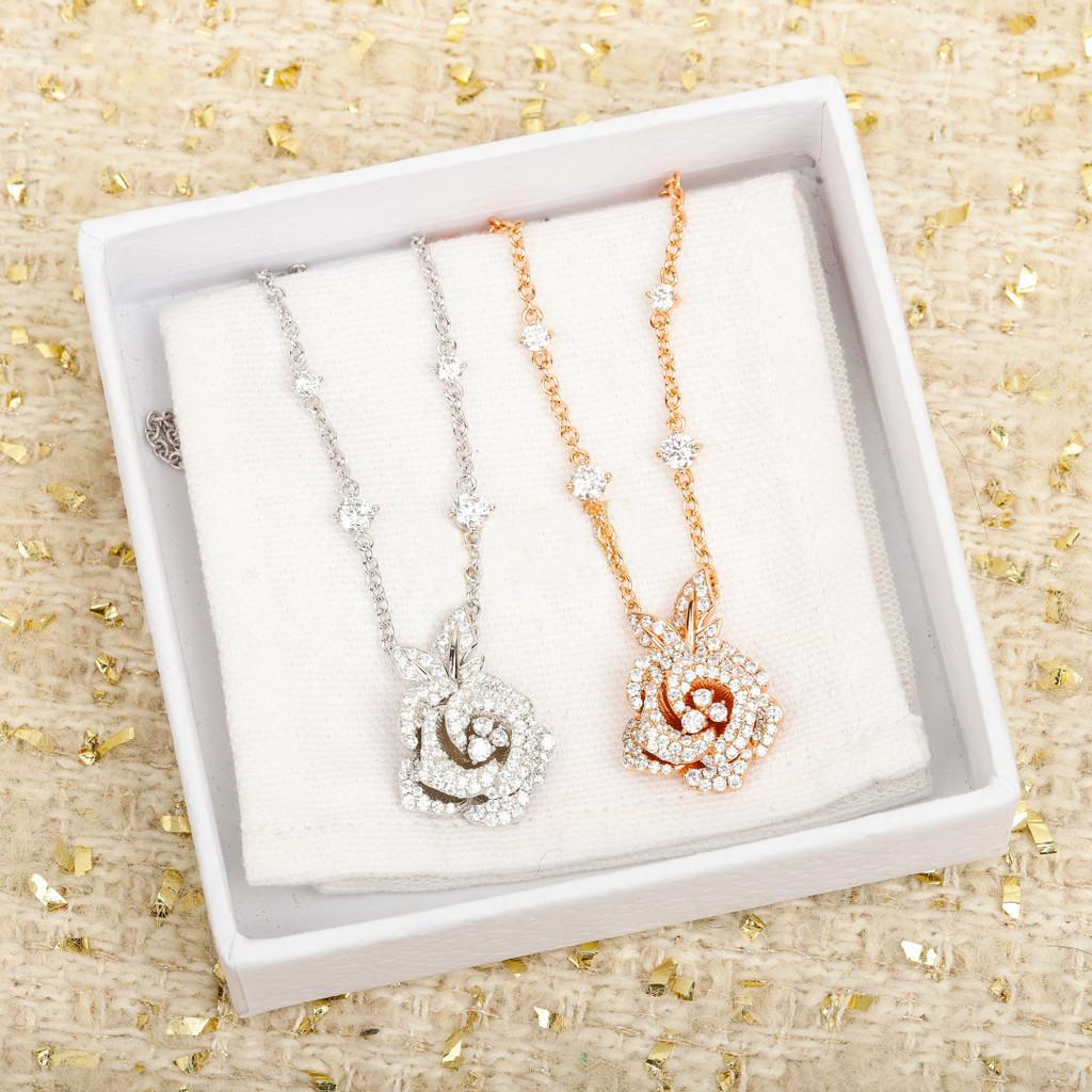 

Ожерелье-роза с бриллиантовым браслетом из серебра 925 пробы для повседневной носки, мужской и женский стили, бесплатная доставка, подарок на день рождения серебряный