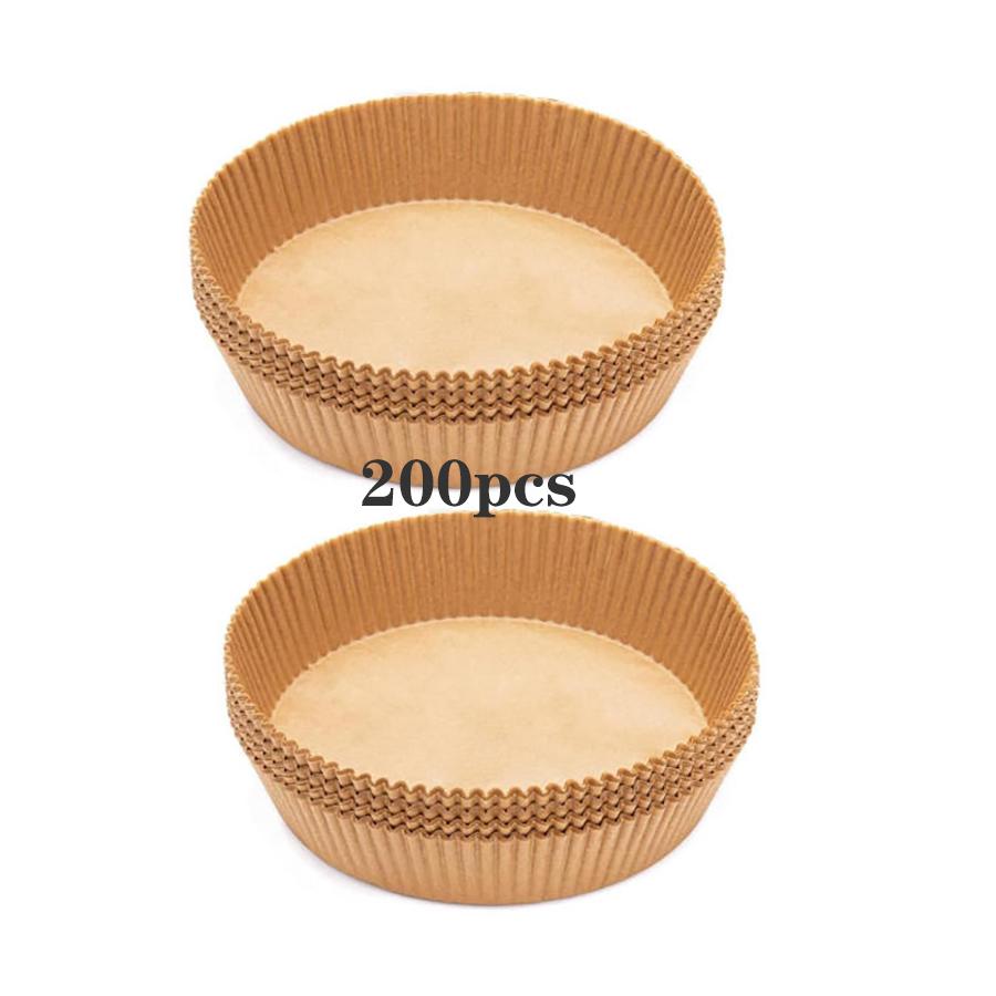 100/200PCS Air Fryer Liner Round, 7.9 inch Baking Parchment  Air Fryer Disposable Paper Liners,Unbleached Non-stick Non-leak