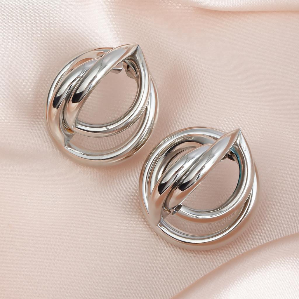 European and American geometric metal tube earrings irregular and versatile three-dimensional stud earrings retro round ear jewelry