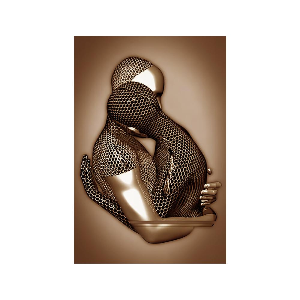 

3D современная металлическая фигурка, статуя, художественная картина на холсте, романтические абстрактные постеры и принты, настенные панно для гостиной, домашний декор 30x40cm