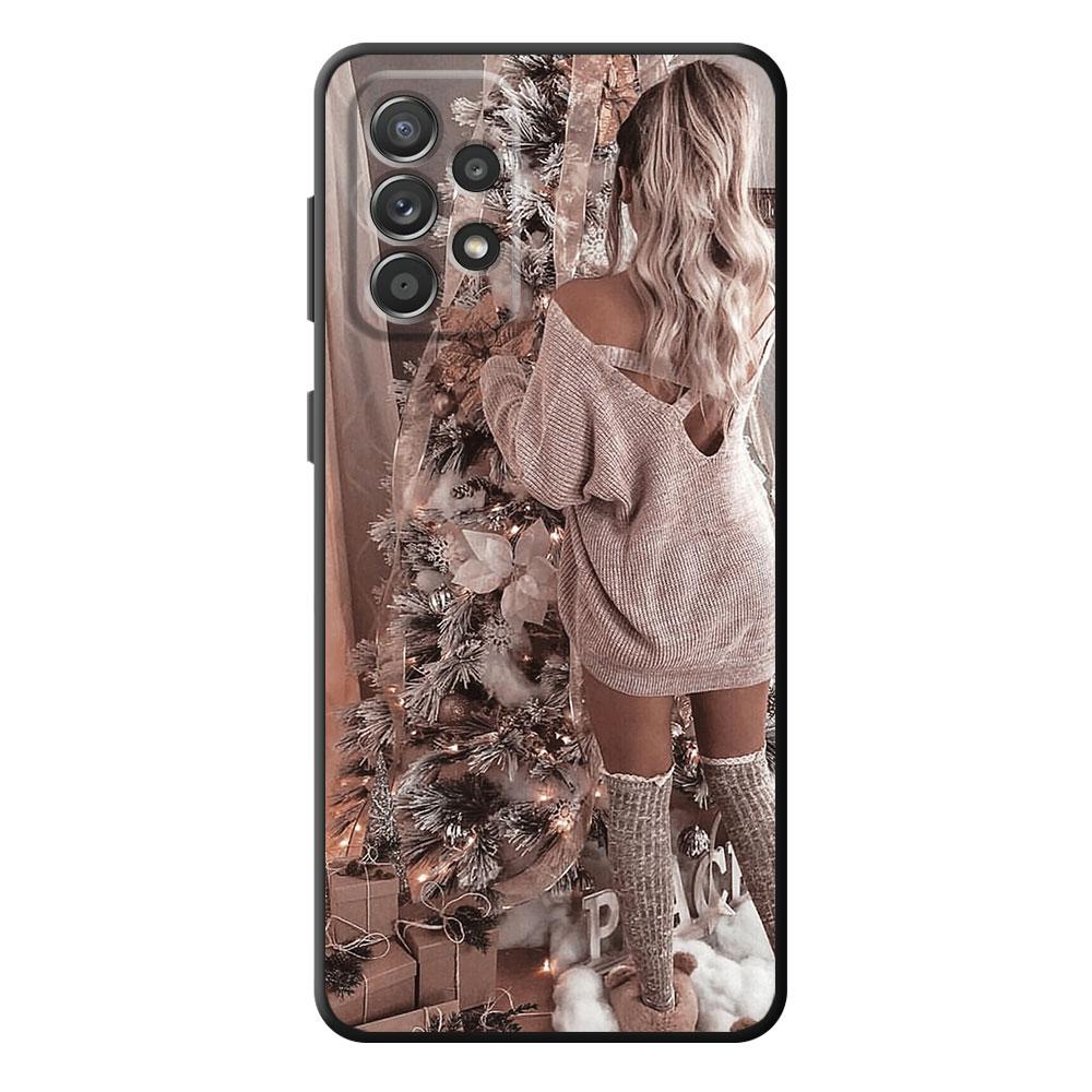 Merry Christma Winter Girl Black Shell Back Phone Case for Vivo S1 Y70 Y17 V21 Y53 V17 Y31 V20 Y11 Y72 5G Y19 Y15 Y81 Y20 Bag
