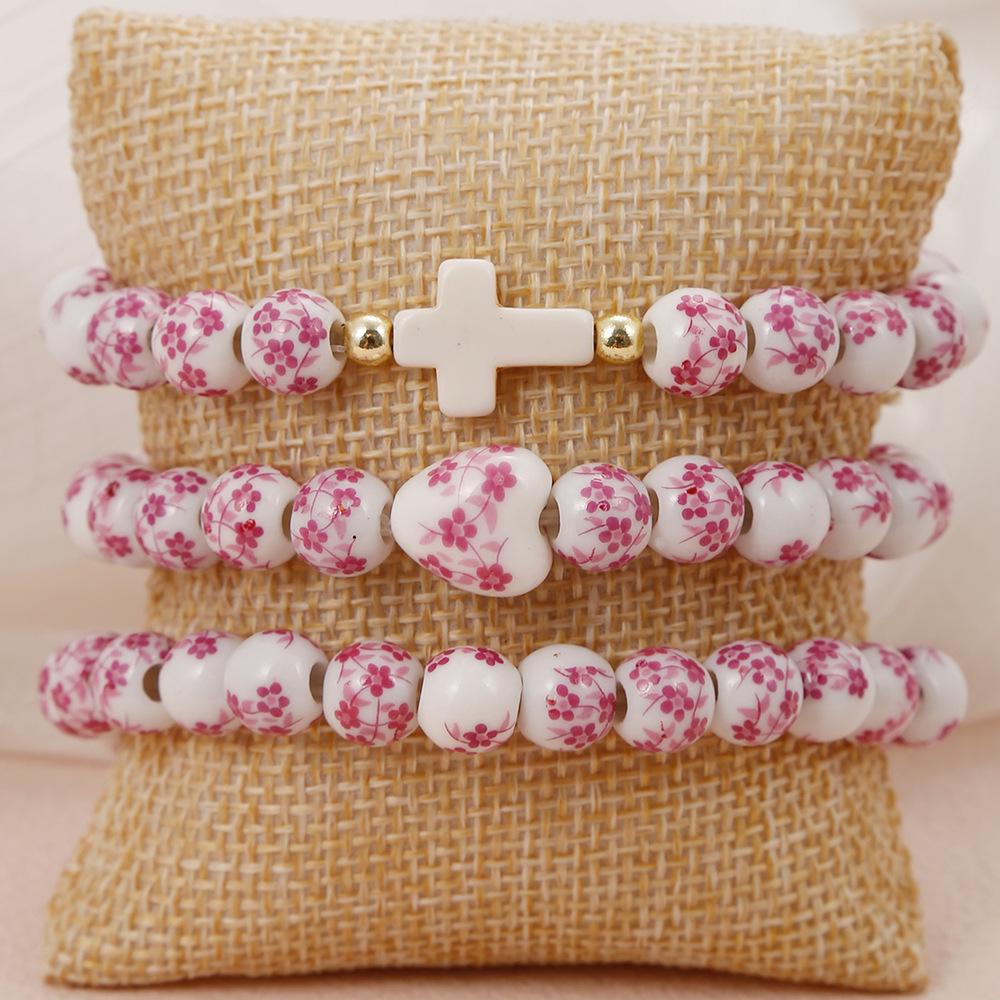 Bracciale in Ceramica Porcellana Bianca e Blu con Motivo Floreale - Elegante Accessorio d'Amore Unisex