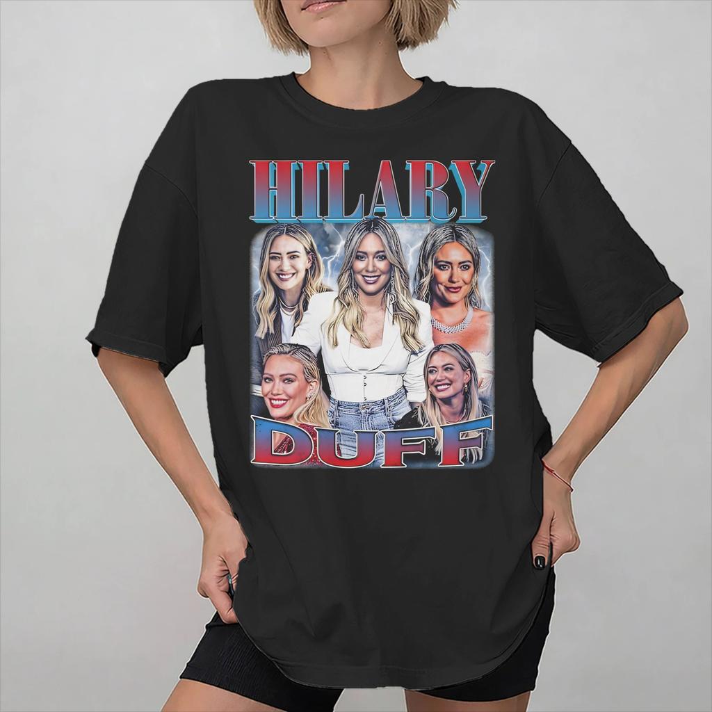 Hilary Duff The Lucky Me Tour Tee Shirt for Unisex Women Graphic Printing T Shirts Cotton Clothes