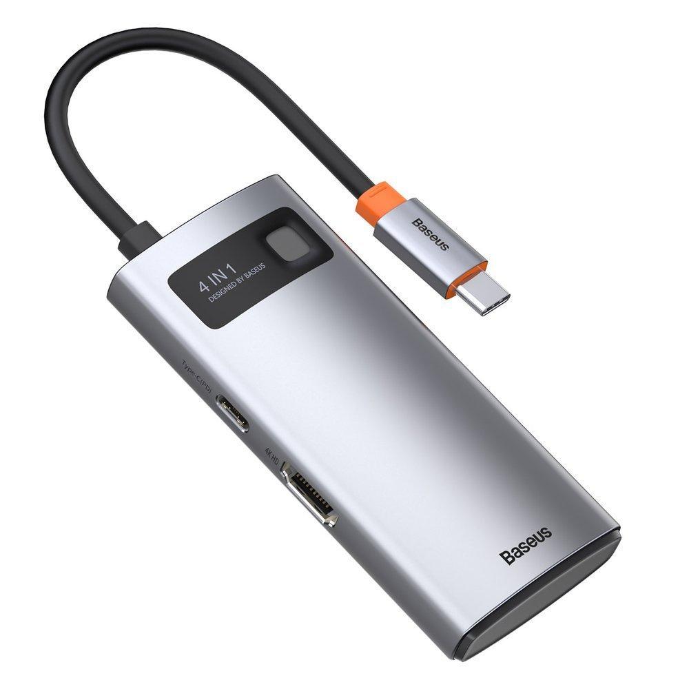 Baseus Metal Gleam 4-in-1 USB-C Hub: 100W PD, 4K HDMI, USB 3.2 Gen 1 & 2.0 - Model CAHUB-CY0G