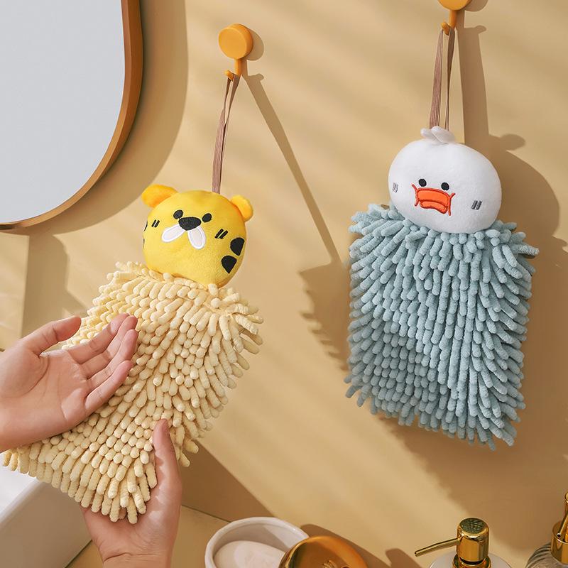 Beerus Cartoon Chenille Hand Towel - Cute Hanging Animal Wipe for Kids & Kitchen