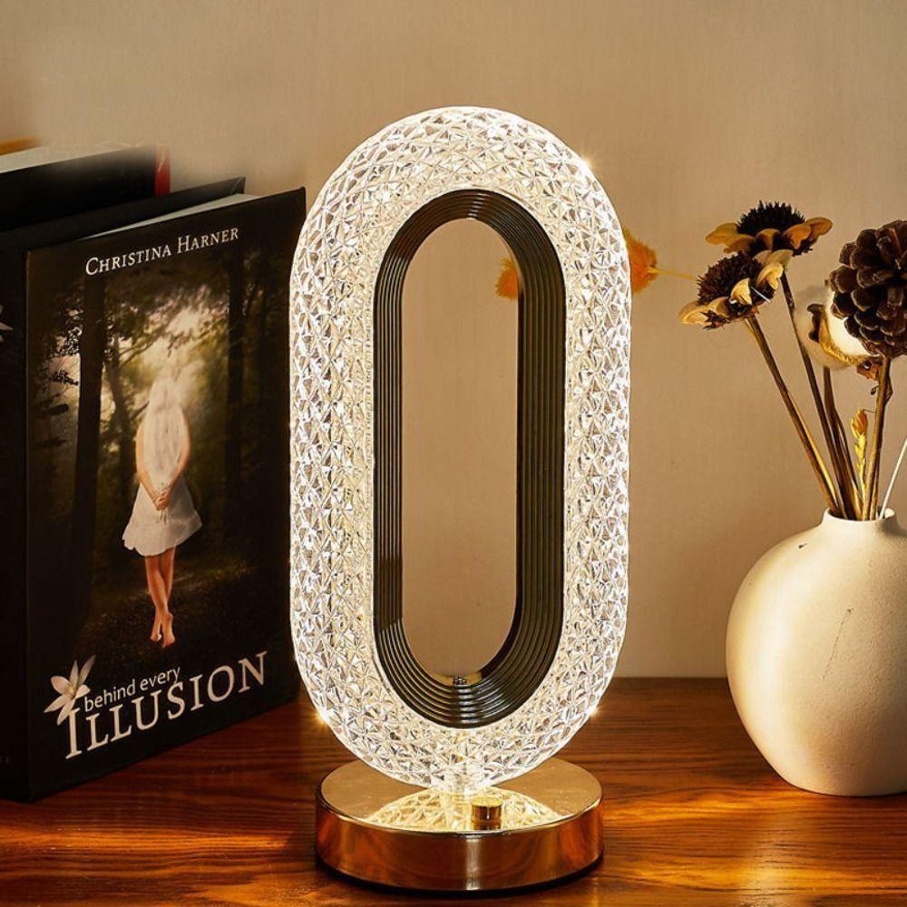 

Портативная хрустальная светодиодная настольная лампа, 3 цвета, прикроватный светильник, украшение, атмосфера, ночник, подарок