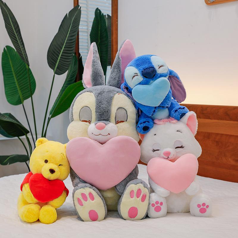 Popular Heart-hugging Stitch Winnie the Pooh Plush Toy Cute Mary Cat Rabbit Doll Hug Pillow