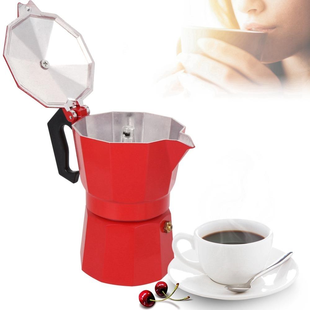 Red Moka Pot Aluminum Italian Coffee Maker Coffee Supplies Coffee Maker  Coffee Making