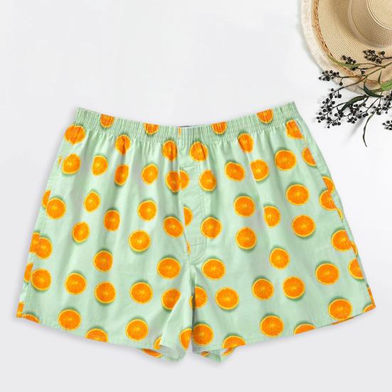 Men Elastic Waistband Thin Men Panties Coconut Tree Print Loose Shorts Briefs Breathable