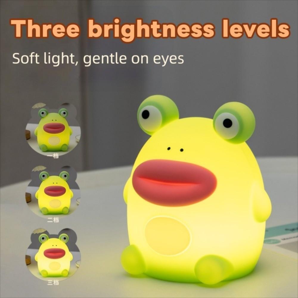 Rechargeable Silicone Frog Night Lamp Cute Bedside Table Lamp Dimmable Nursery Nightlight  Bedrooms