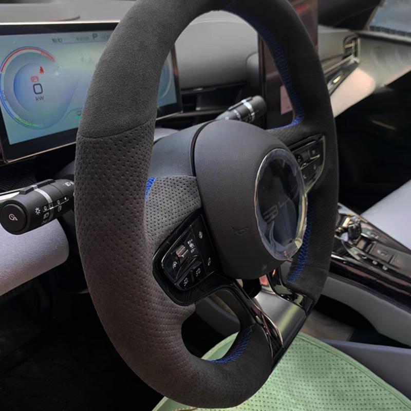 Custom DIY Suede Car Steering Wheel Braid Cover 100% Fit For BYD Atto 3 EV 2022 2023 Auto Interior Accessories Steering