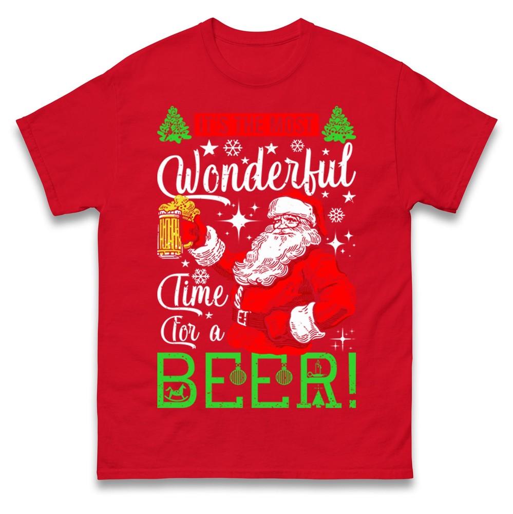 It Is The Most Wonderful Time For A Beer Christmas T Shirt Xmas Festive Tee Top S