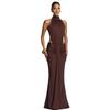 Elegant Halterneck Pleated Slim Fit Long Dress - Sexy Backless High Neck Banquet Gown (2026 Collection)