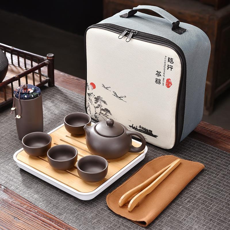 Raw Ore Portable Purple Sand Travel Tea Set Custom Gifts Business Event Gifts