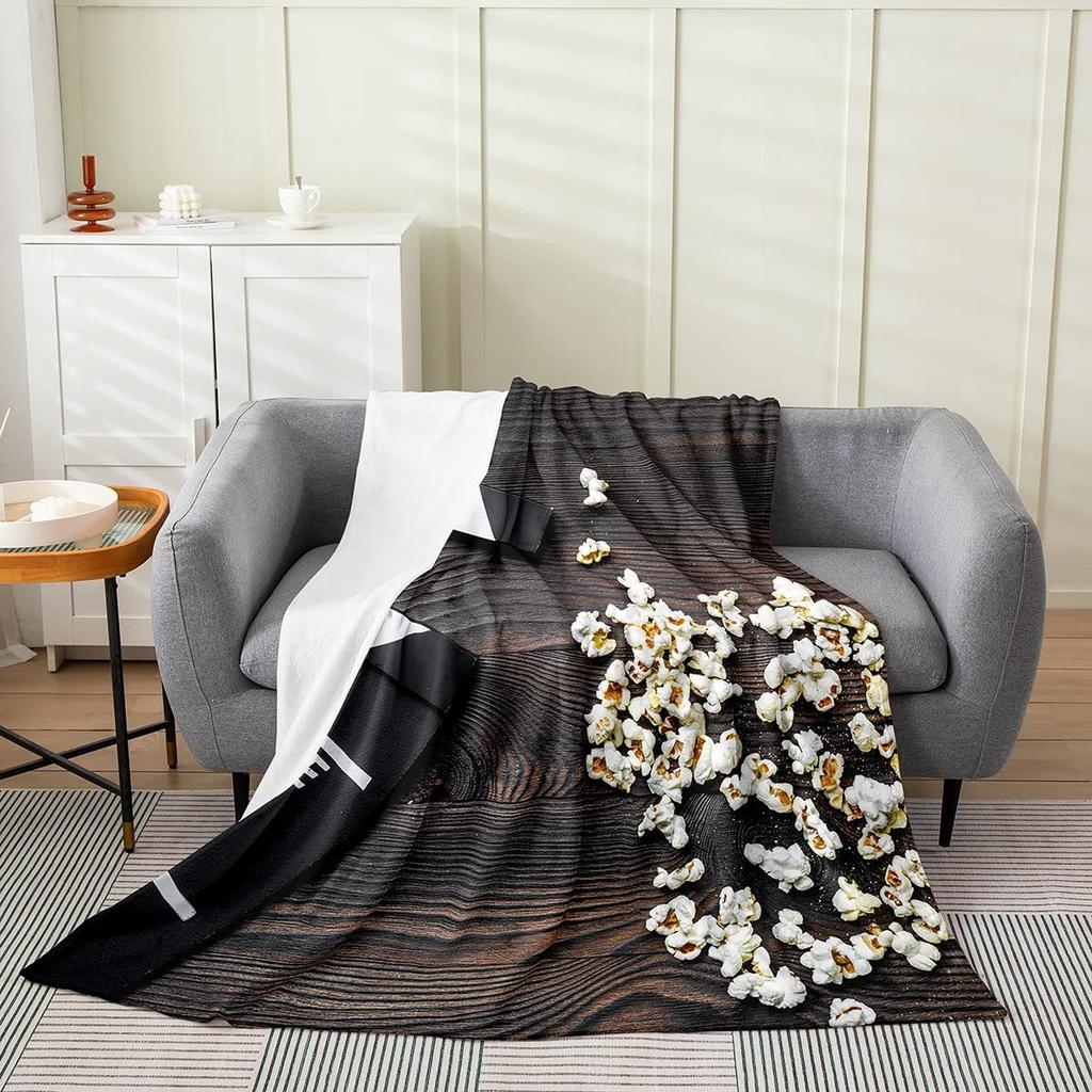 Popcorn Pattern Series Printed Blanket for Sofa Bed Travel Camping Living Room Office Conditioning Blanket for All Seasons Gifts