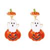 1 Pair Halloween Earrings Pumpkin Ghost Spider Charm Drop Earrings Women Hook Earrings Spooky Jewelry