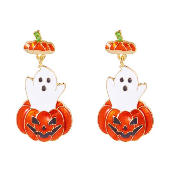 1 Pair Halloween Earrings Pumpkin Ghost Spider Charm Drop Earrings Women Hook Earrings Spooky Jewelry