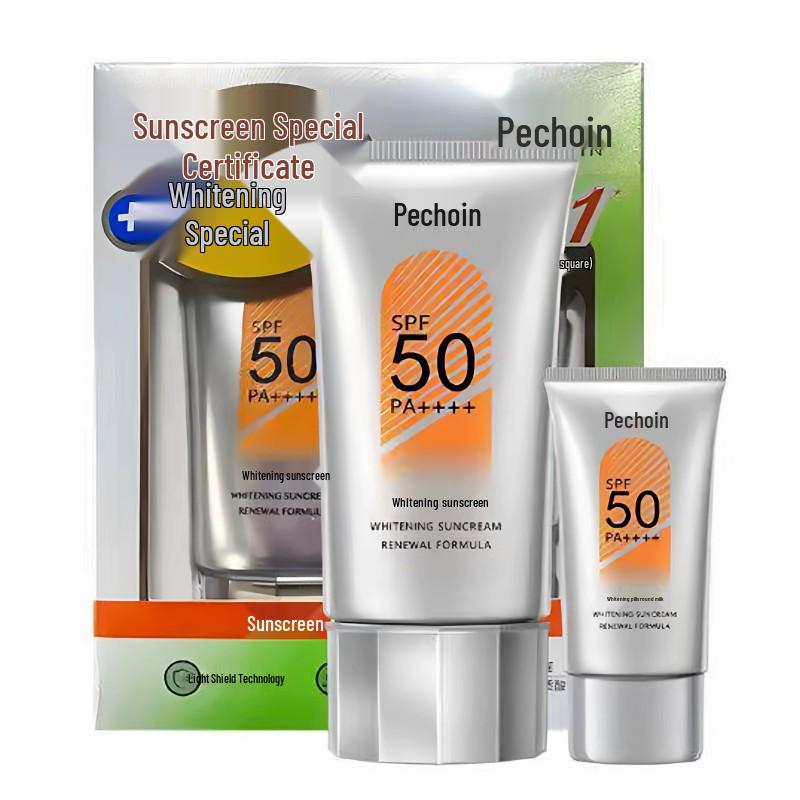 Pechoin Whitening Sunscreen Lotion & Skin First Cleanser Set: High Protection Skincare Duo (60g Sunscreen & 35g Cleanser). Pechoin Whitening Sunscreen SPF50 (2-piece set)