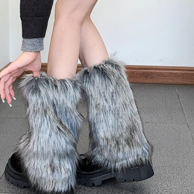15-45cm New Grey Y2K Spicy Girl Imitation Fur Hair Leg Set Millennium Phoenix Leg Set Winter Warm Stacking Socks