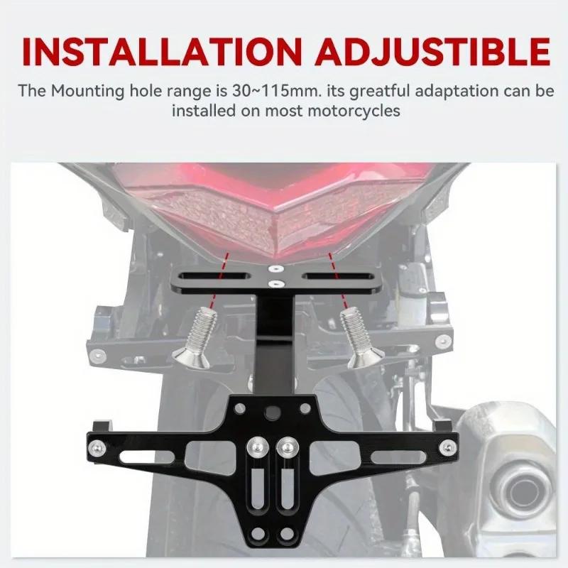 Motorcycle License Number Plate Holder Frame with LED Light CNC Aluminum Adjustable Moto Accessories Turn Signal Light Bracket