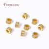 18K Gold Plated Brass With Zircon Round Spacer Beads,Separators For Beads,Handmade DIY Jewelry Making Accessories