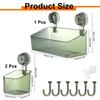 Uxcell Suction Cup Shower Caddy with Hooks, 3-Pack, Suction Cup Shower Organizer Shelf, Wall-Mounted Dispenser Rack, Storage Shelf for Bathroom and Ki