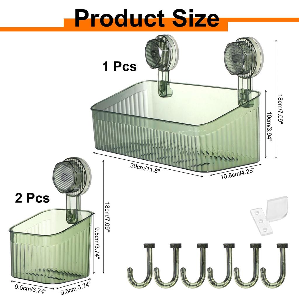Uxcell Suction Cup Shower Caddy with Hooks, 3-Pack, Suction Cup Shower Organizer Shelf, Wall-Mounted Dispenser Rack, Storage Shelf for Bathroom and Ki