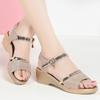 2025 Summer New Sandals Women's Open-toed Wedge Heel Roman Shoes Women's Thick Mid-heel Fashion Soft-soled Women's Sandals
