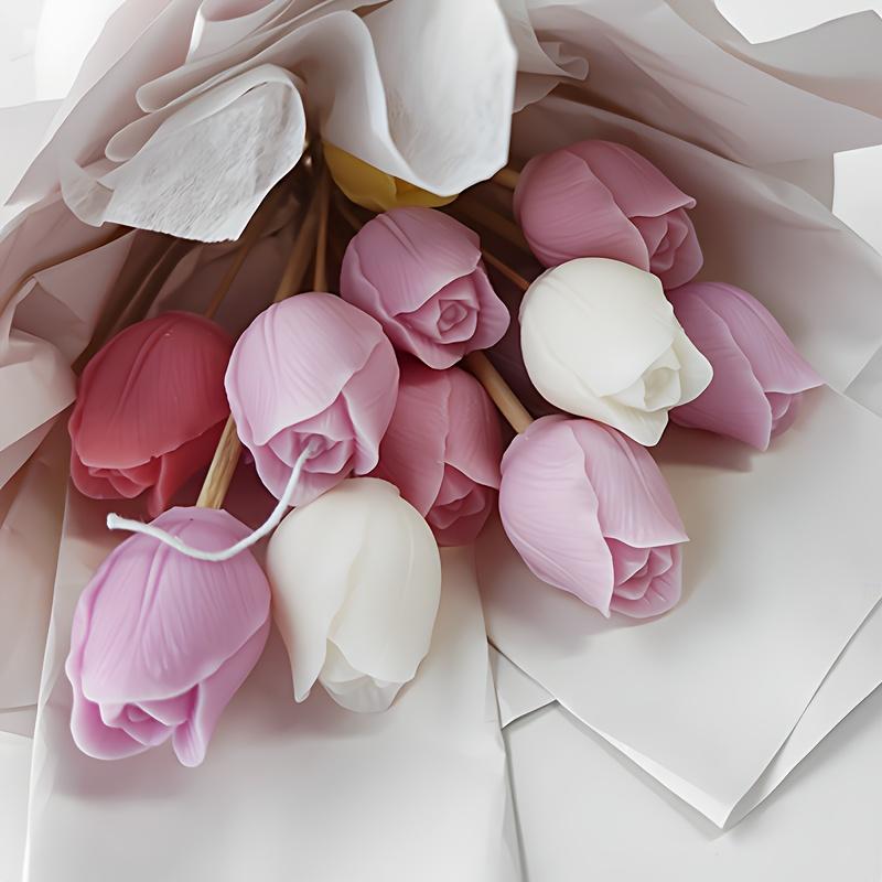 Formă de silicon lalea pentru lumânări și săpunuri, modele florale pentru crafting DIY, fabricare lumânări, formă de silicon florală flexibilă