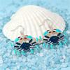 Translucent Lake Blue Enamel Crab Earrings - Ocean-Inspired Holiday Accessory