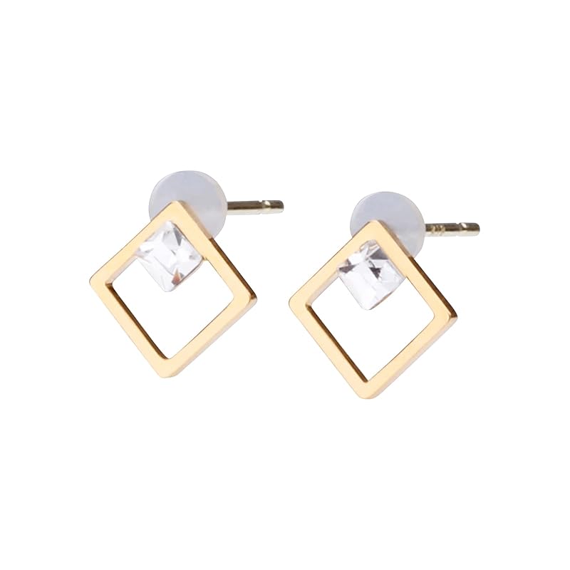 

LOKUMI earrings made in Japan 18k gold K18 post K18 Compatible with metal allergies Petit square stud Smaller Small size Extremely small ladies simple