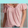 Baumwoll-Leinen Sommer-Tanktop mit Rüschenkragen für Damen Streetwear Freizeitkleidung