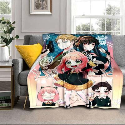 Cute Anime Spy Famliy Blanket Flannel Blanket for Bed, Sofa, Camping, Hiking, Picnic Essentials, Gift for Family Fan Gifts