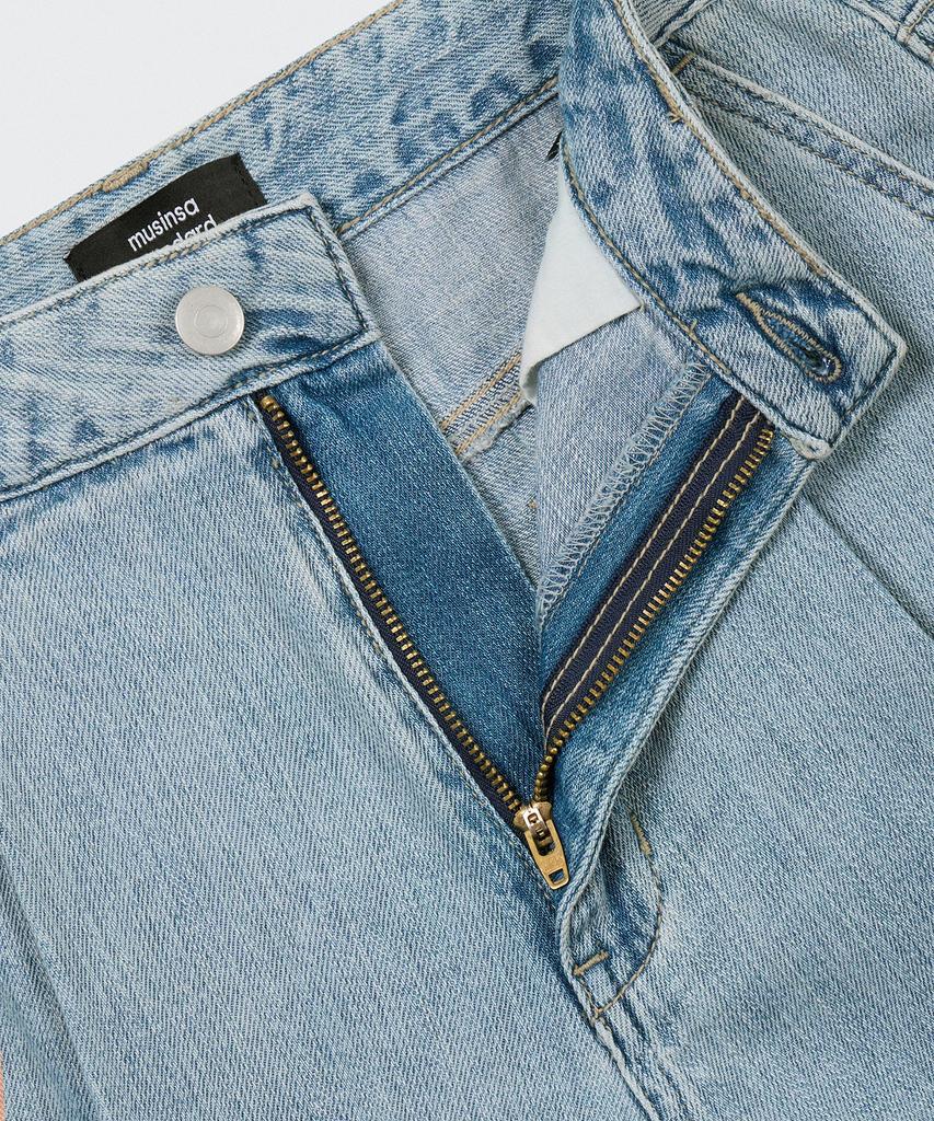 MUSINSA STANDARD WOMAN Women'S Linen-Like One-Pleat Extra Wide Denim Pants [Sky Blue]