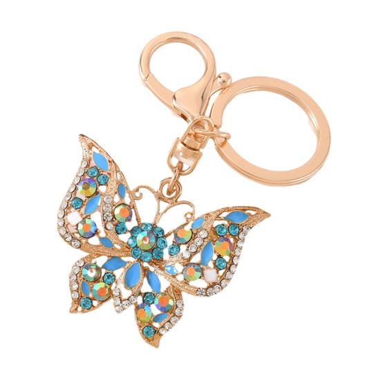 Rhinestone Butterfly Keychain Sparkly Butterfly Charm with Keyring Elegant Enamel Butterfly Keychain Gift for Women Girls