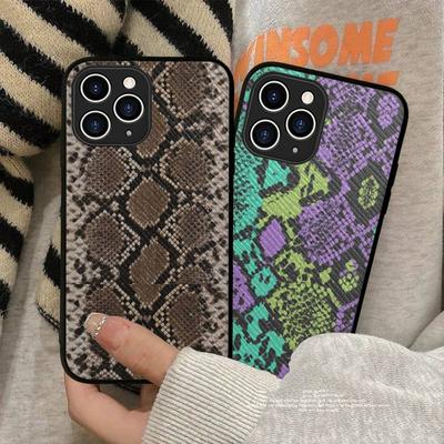 Snake Skin Print Animal Phone Case Hard Leather Case for iPhone 11 12 13 Mini Pro Max 8 7 Plus SE 2020 X XR XS Coque