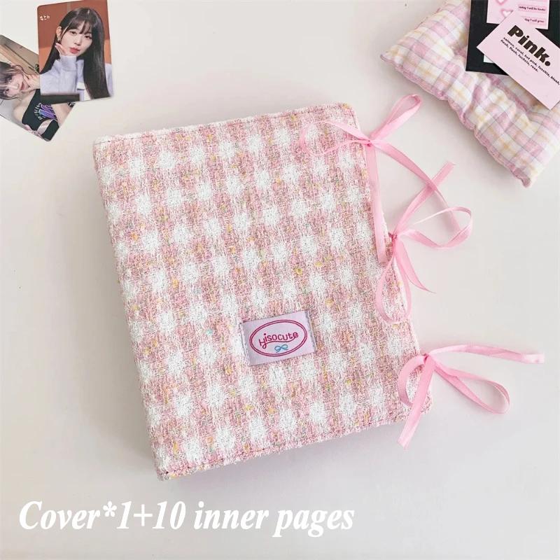 Sweet Bowknot Plush Photo Album Cute Plaid Design Kpop Photocard Binder for Girls 80 Pockets Photocard Book Wholesales 2025 New