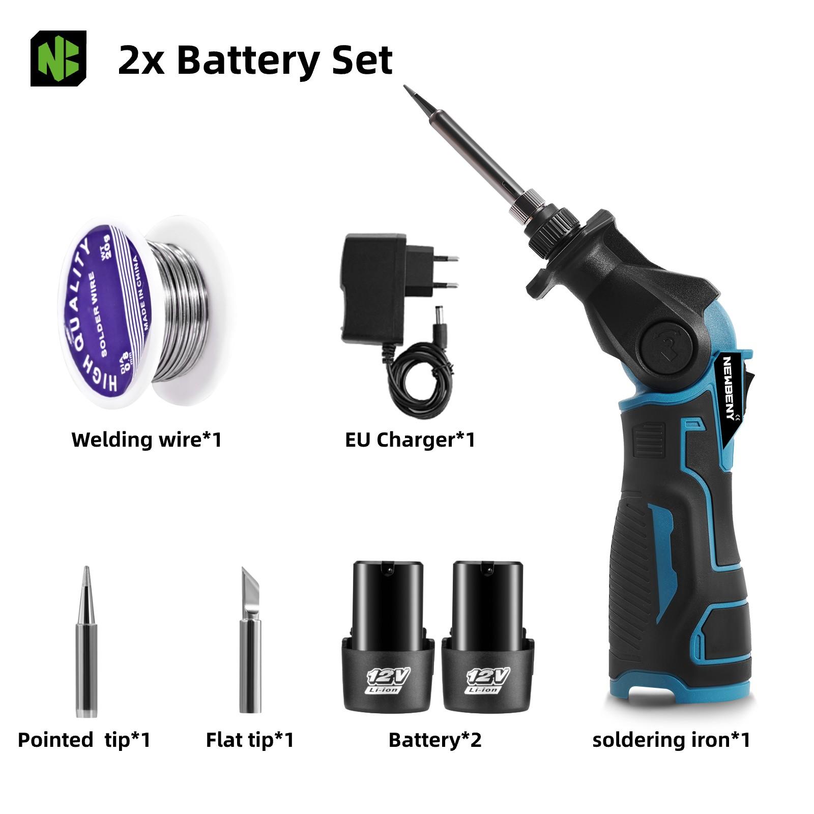 

NEWBENY 30 Вт Электрический паяльник Пистолет Сварщик Пистолет горячего воздуха Нагревательная сварочная машина 400℃ Регулируемая температура Для батареи 12 В 2 Battery