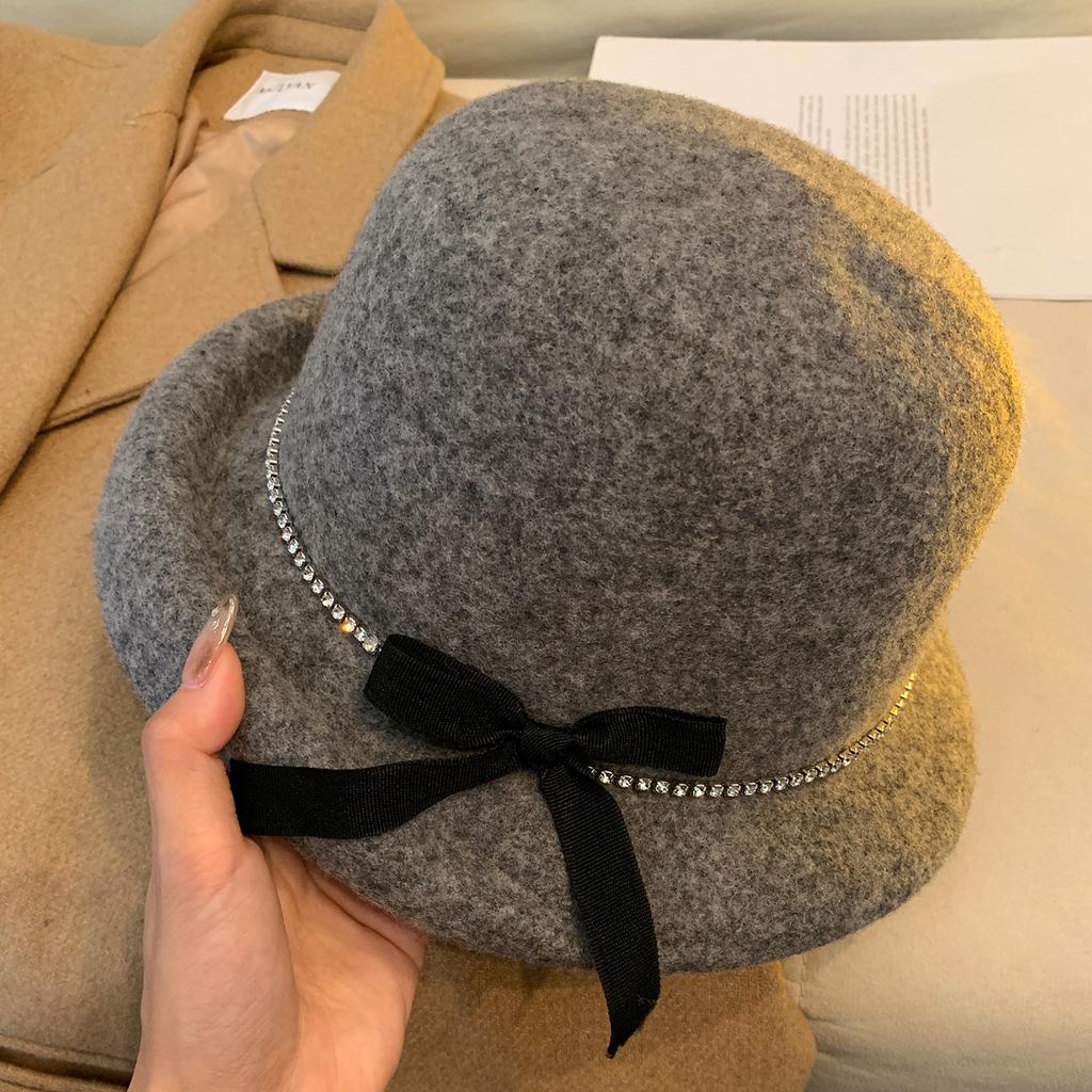 Women S Elegant Black Bow Pearl Vintage Chic Bucket Hat