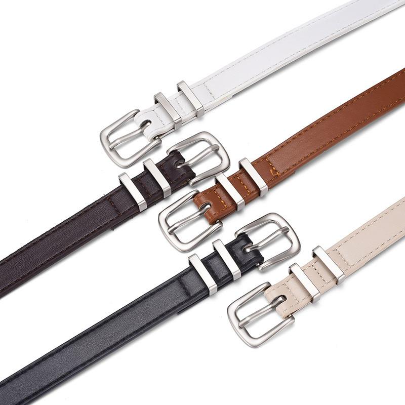Trendy Women's Y2k Denim Style Pu Leather Belt With Chic Simple Silver Buckle