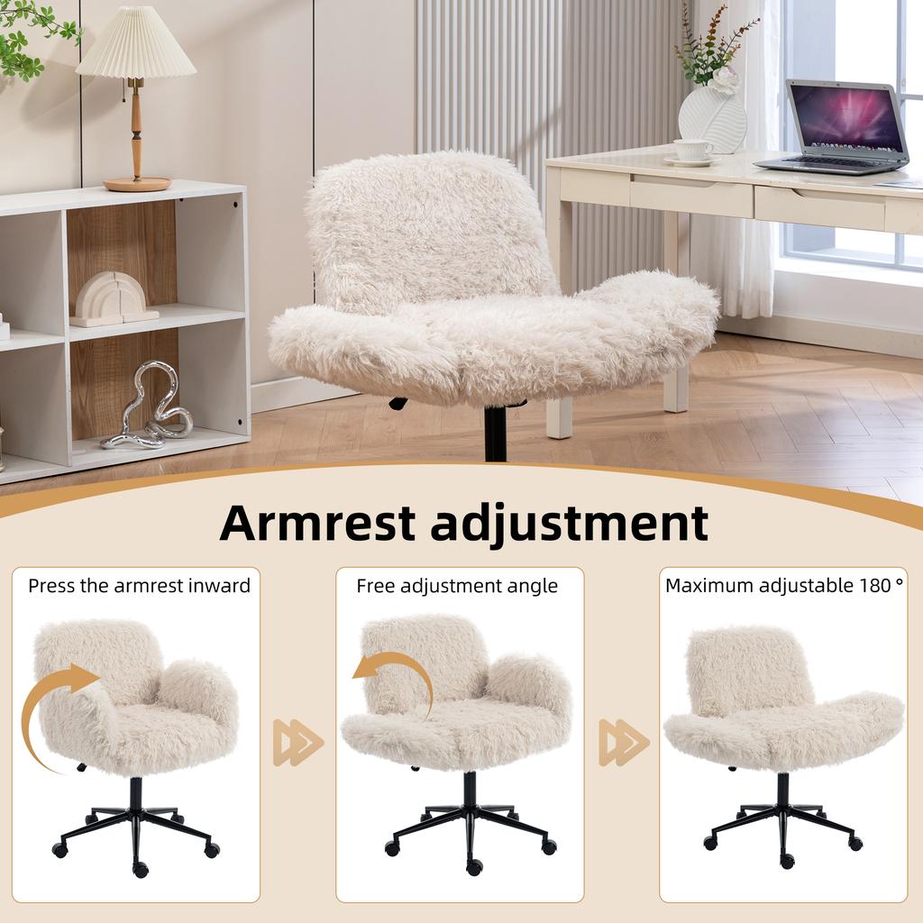Bürostuhl, Fünfstufig verstellbare Armlehnen, Rollen, Ergonomisch, Verdickte Rückenlehne, Drehbar, für Homeoffice, Schminktisch, Schlafzimmer und Wohnzimmer
