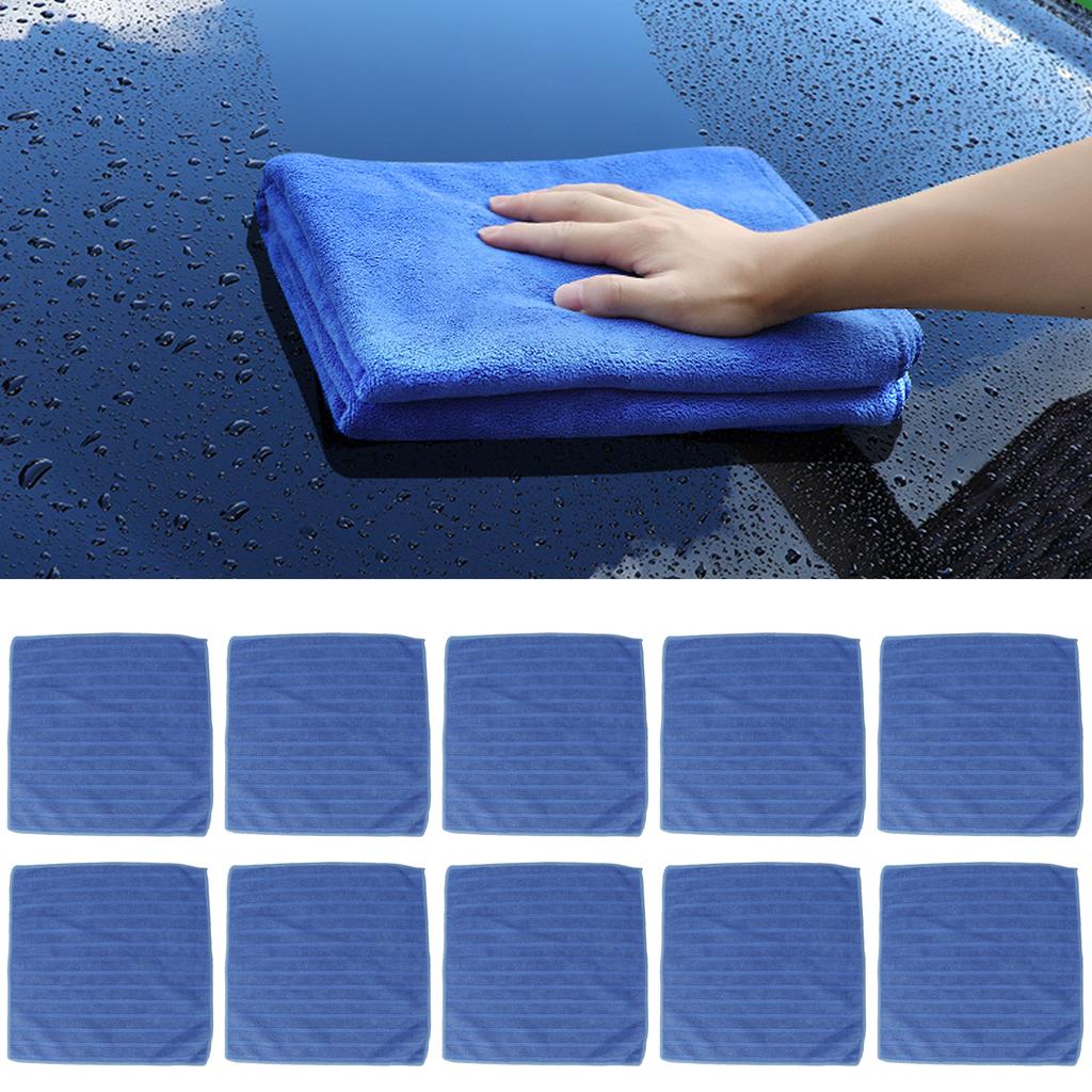10Pcs Blue Clean Towel Square Soft Microfiber Towel Home Kitchen Cleaning Supplies