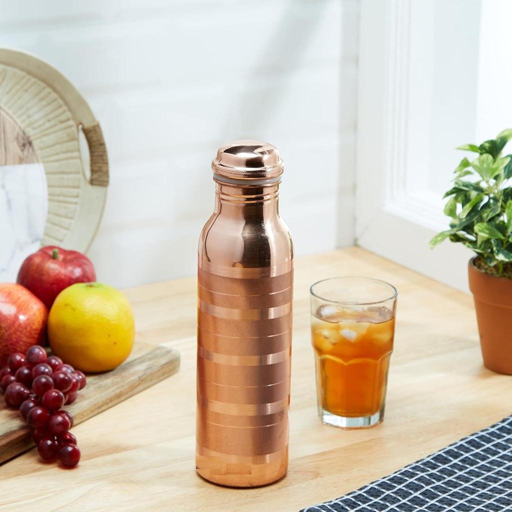 Kupfer-Wasserflasche | 100% Kupferauskleidung | Auslaufsicher & Rostfrei | Ideal für Zuhause, Schule & Büro | 950 ml