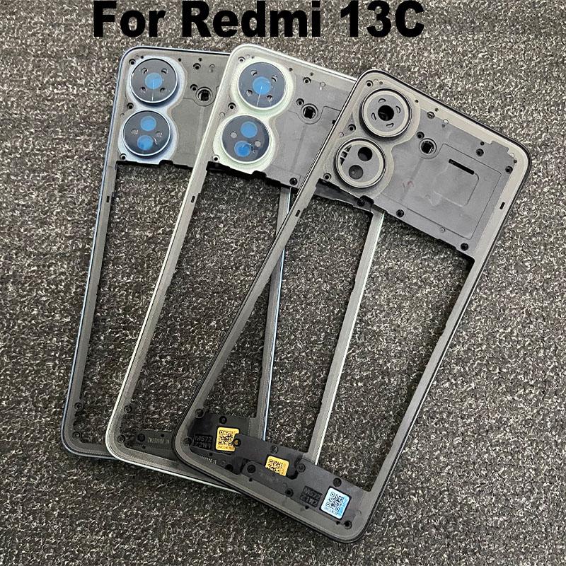 New For Xiaomi Redmi 13C Front Bezel Middle Frame Back Housing Mid Plate Replacement For Poco C65