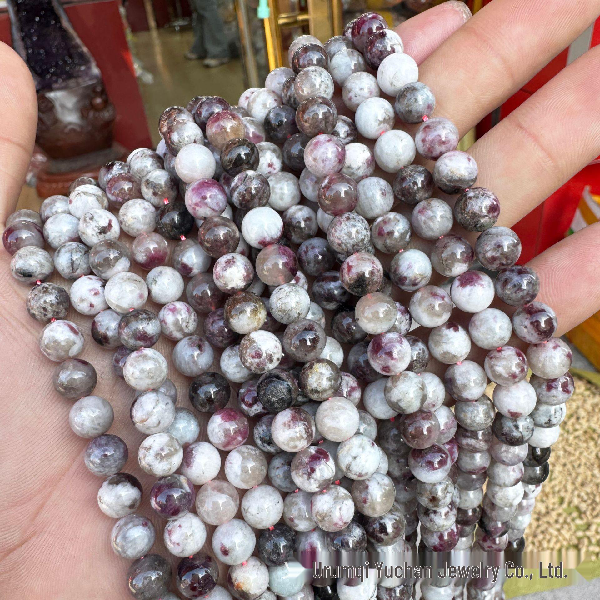 Natural Pink  White Plum Blossom Tourmaline Beads for DIY Jewelry  Bracelets 4mm (Approx. 88 beads)
