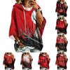 Women's Casual Three-Quarter Sleeve Hooded Pullover Top with Halloween Print