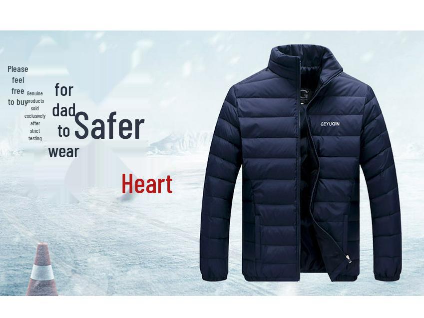 Pánská lehká krátká péřová bunda pro střední věk a starší - Hrubá, hřejivá, ležérní zimní bunda