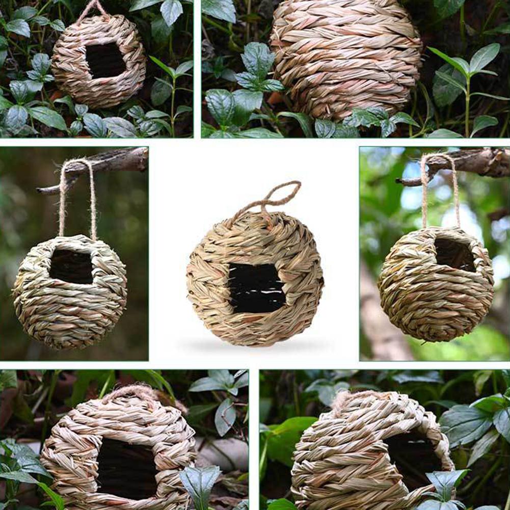 

Round Natural Straw Woven Birdhouse Hanging Yard Handwoven Breeding Grass Round Bird Nest Grass Hummingbird House China Mainland