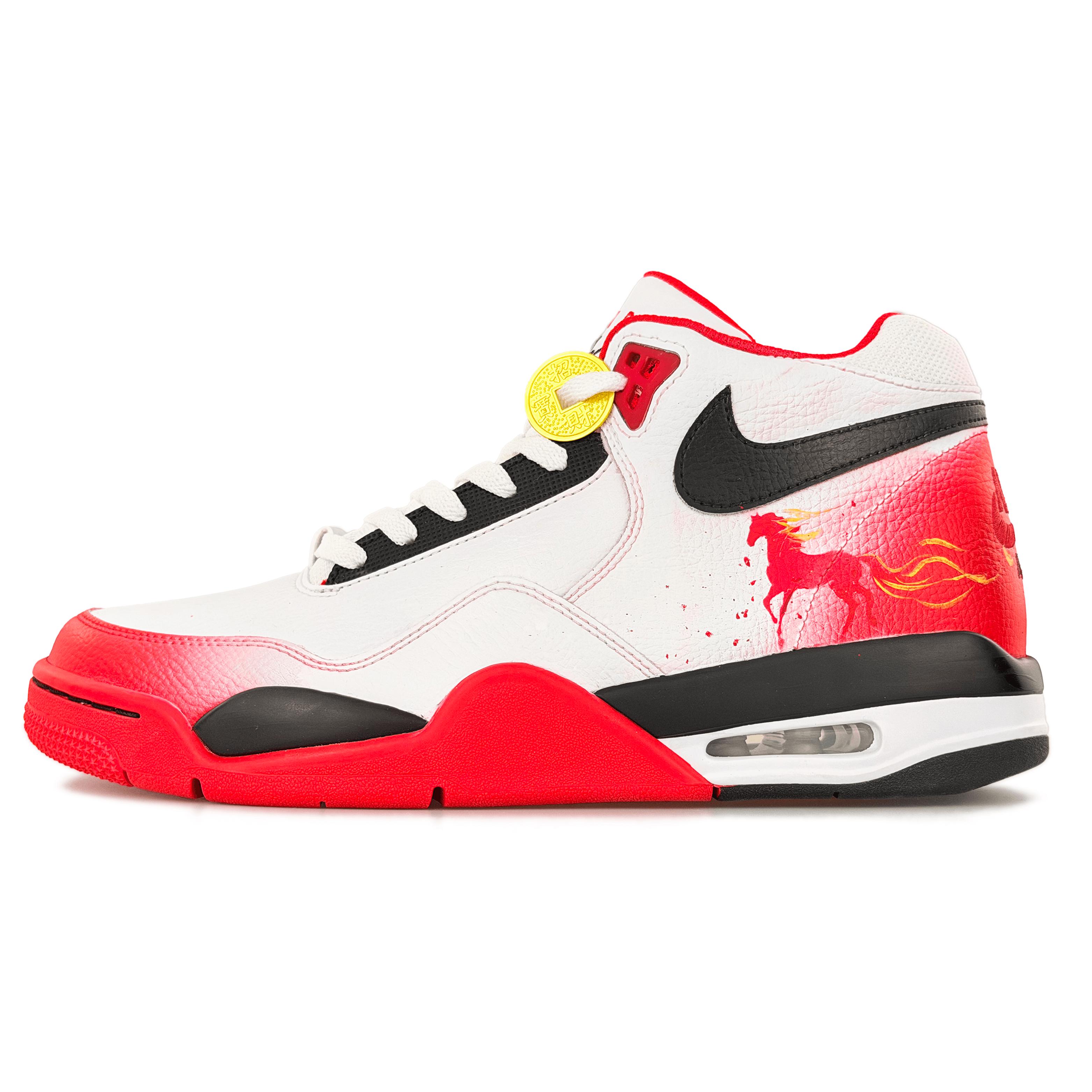 

Nike Flight Legacy Abrasion Resistant Mid top Vintage Basketball Shoes Unisex White Red BQ4212-100(Team173-) 40